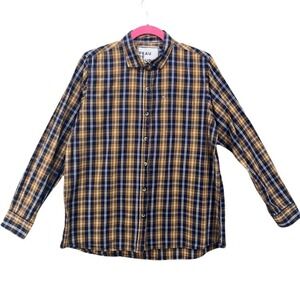 Peau De Loup Plaid Button Up‎ Shirt Blue 12